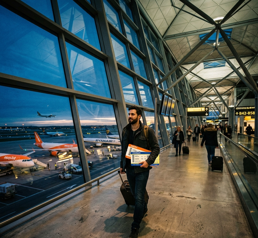 Viajero aeropuerto escala autonoma self transfer